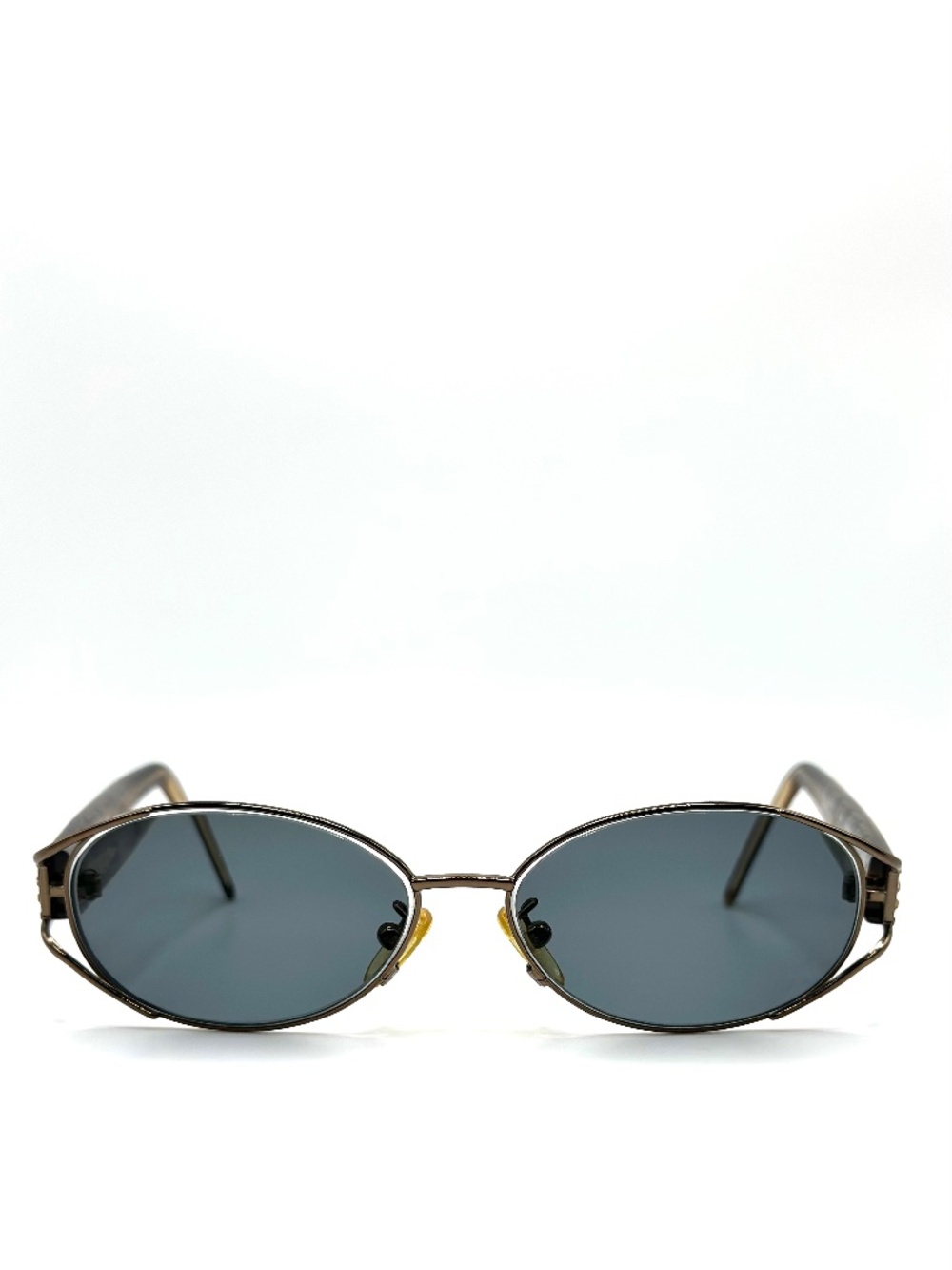 Fendi Oval Metal Frame Sunglasses in Gunmetal with Dark Gray prescription Lenses